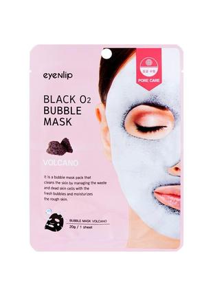 Киснева маска для обличчя eyenlip detoxifying black o2 bubble mask volcano