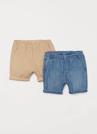12 - 18 месяцев 86 см h&amp;m новые фирменные натуральные хлопковые джинсовые шорты в комплекте с 2 шт
