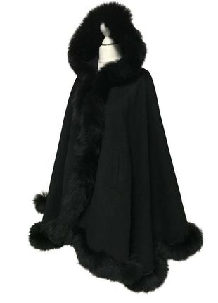 Пончо кейп пальто с капюшоном rizhikova 85 см black plus size батал ro-1893