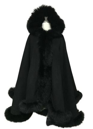 Пончо кейп пальто з капюшоном rizhikova 85 см black plus size батал ro-18934 фото