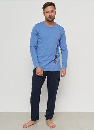 Пижама мужская с брюками голубая 14496
