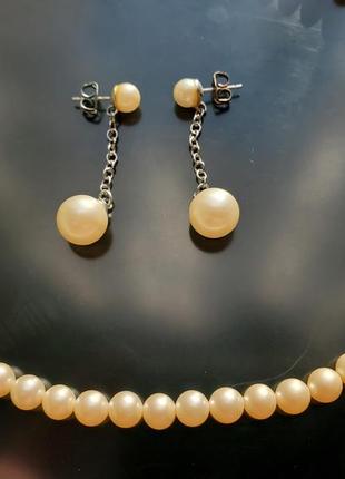 Набор бусы-чокер и серьги, имитация жемчуга, 50ти