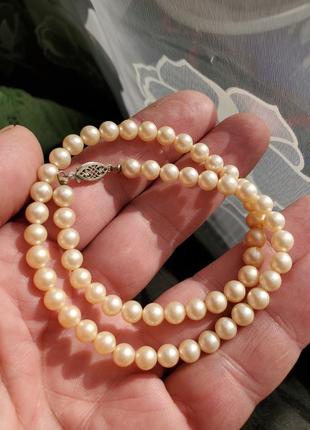 Набор бусы-чокер и серьги, имитация жемчуга, 50ти