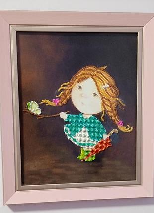 Картина ручної роботи вишита бісером і оформлена в стильний багет "коли мрії сильніші за страхи, вони збуваються.
