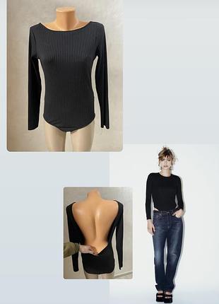 Боді від zara в рубчик з відкритою спинкою