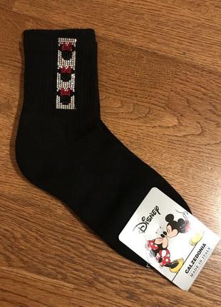 Чёрные женские носки со стразами с мини1 фото