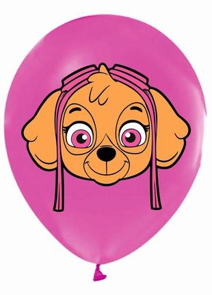 Латексна, повітряна кулька ,"12" (30см.), "щенячий патруль", рожева
