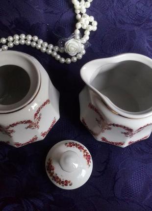 Сахарница миниатюра от чайного сервиза ссср сумского фарфорового фарфоровый с ручной росписью7 фото