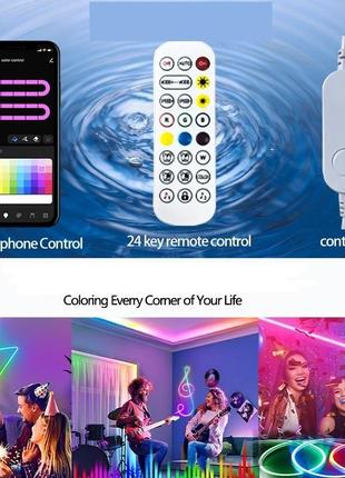 Світлодіодна стрічка rgbic неонова з bluetooth(3 метра)2 фото