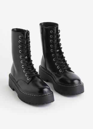 Ботинки h&m нові чорні чоботи на шнурках мартінси2 фото