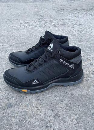 Зимние мужские кожаные ботинки/кроссовки на меху adidas2 фото