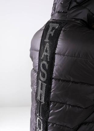 Довге пальто зимове з капюшоном стьобане на синтепоні р-ри 48-582 фото
