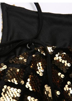 Новий рік 2024! чорна оксамитова міні сукня в золотих паєтках плаття бюстьє в пайетках футляр7 фото
