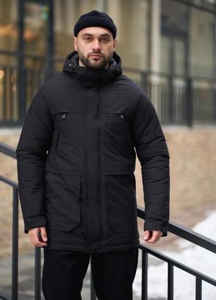 Зимняя черная парка+перчатки в подарок