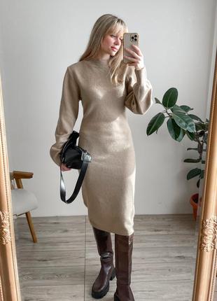 Теплое платье миди, вязаное платье h&m