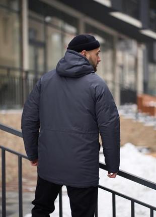 Зимняя серая парка+перчатки в подарок