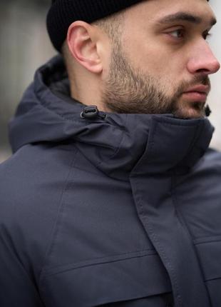 Зимняя серая парка+перчатки в подарок