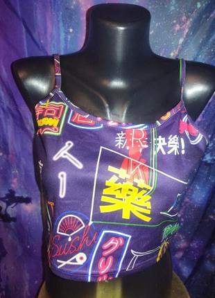 Крепкий топ с неоновыми вывесками в стиле harajuku