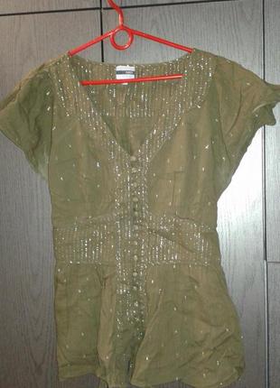 Стильна повітряна блузка кофтинка кольору хакі oasis, розмір 16/42.