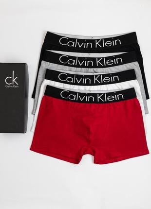 Мужские боксеры набор трусов 4 шт calvin klein н3059 в упаковке хлопок коробка2 фото