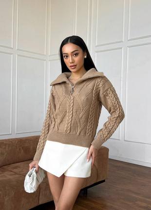 Вязаный свитер с воротником на молнии теплый шерстяной свитер3 фото