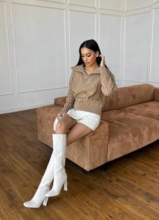 Вязаный свитер с воротником на молнии теплый шерстяной свитер2 фото