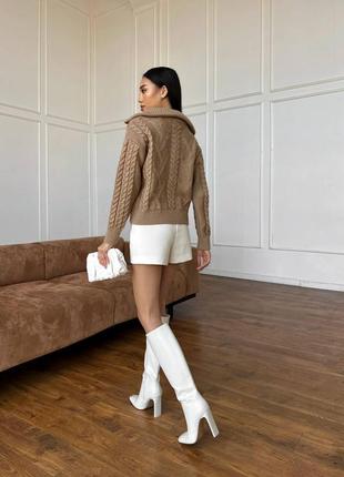 Вязаный свитер с воротником на молнии теплый шерстяной свитер6 фото