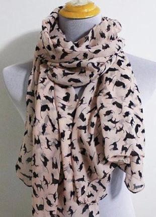 Шифоновий шарф шаль з котиками