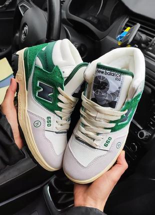 Зимові жіночі кросівки new balance 650 білі з зеленим white/green9 фото