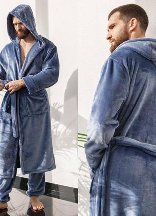 Пижама двухсторонний плюш халат и штаны 46-56 р-р1 фото
