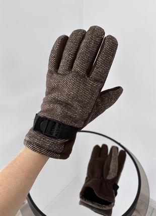 Очень теплые мужские зимние перчатки внутри на меху