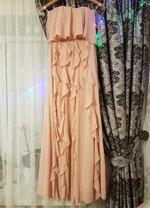 Длинное вечернее платье бюстье h&amp;m с воланами.3 фото