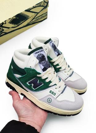 Зимові жіночі кросівки new balance 650 білі з зеленим white/green
