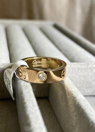 Кольцо картье под золото, каблучка картьє, обручка, класична, с камнями, хит