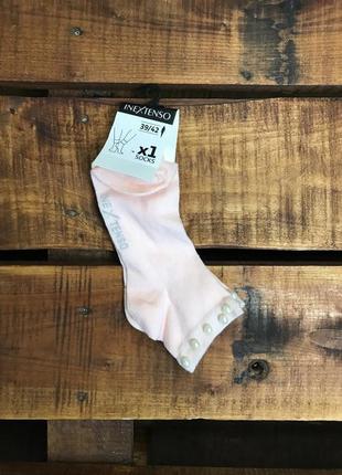 Жіночі шкарпетки з намистинами inextenso (інекстенсо 39-42 рр нові оригінал біло-рожеві)