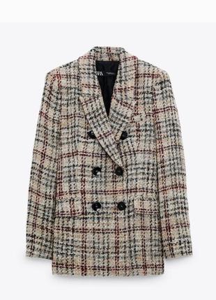 Актуальний твідовий жакет,блейзер в клітинку zara