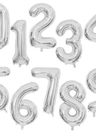 Кулька цифра фольгована сріблястого кольору