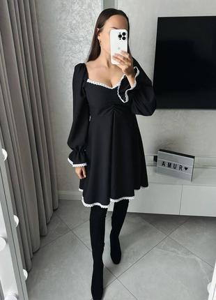 Платье чёрное с макраме кружевом красивое женское с 42 до 56 размера