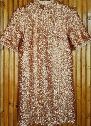 Эффектное блестящее вечернее платье мини h&amp;m в пайетках.