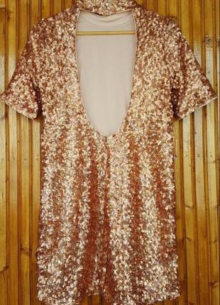 Эффектное блестящее вечернее платье мини h&amp;m в пайетках.