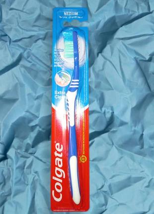Зубна щітка  colgate  середньої жорсткості "extra clean"синя1 фото