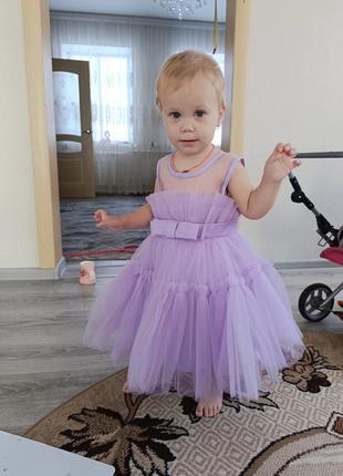 Платье для девочки праздничное новое детское очень пышное платье лавандовое на рочек 1 год 12умесяцев день рождения праздник принцессы красивое