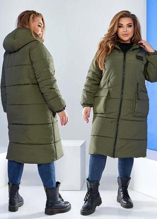 Пальто стёганое зимнее с капюшоном 22040 в разных расцветках3 фото