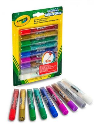 Crayola змивні маркери блискучого клею глітер crayola washable glitter glue з блискітками 9 шт.