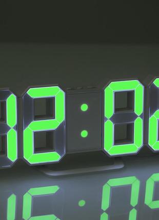 Электронные настольные led часы с будильником и термометром ly-1089 white (зеленая подсветка) (6801)6 фото