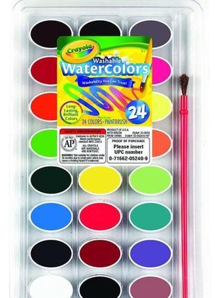 Crayola змивні акварельні фарби 24 кольори washable watercolors