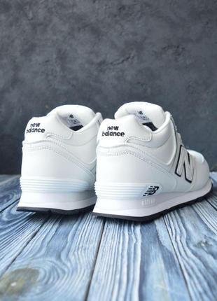 Жіночі зимові теплі кроссовки new balance 574 white шкіряні4 фото