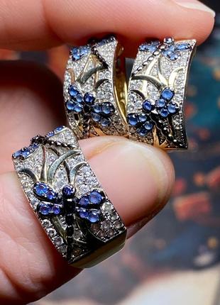 Серебряная кольца,кольцо 925 пробы с синей шпинелью8 фото
