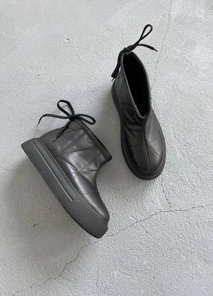 Угги угги черные кожа ботинки3 фото