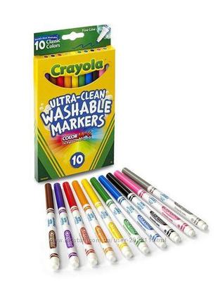 Crayola змивні маркери фломастери тонкі 10 шт. ultra-clean fine line